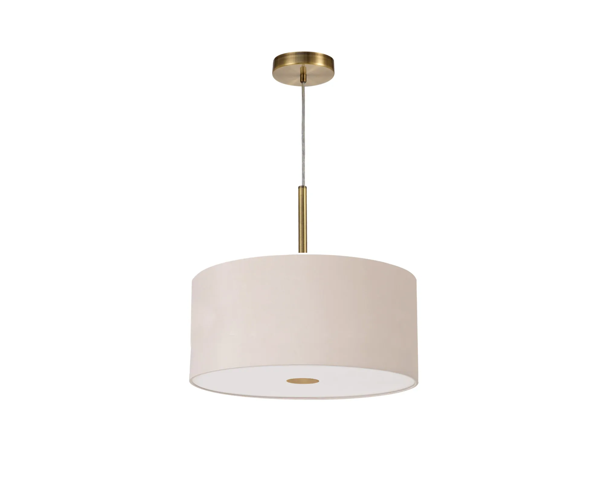 Baymont 40cm Pendant 1 Light Antique Brass, Nude Beige/Moonlight, Frosted Diffuser DK0216  Deco Baymont AB NU